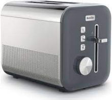 BREVILLE HIGH GLOSS 2 SLICE TOASTER, GREY