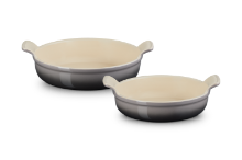 LE CREUSET DEEP ROUND DISHES 20/24CM FLINT