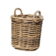 ROUND LOG BASKET SMALL W/EAR HANDLES GREY