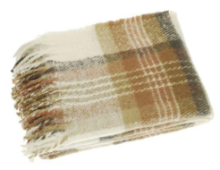 FAUX MOHAIR CHECK THROW BLUSH 130*170CM