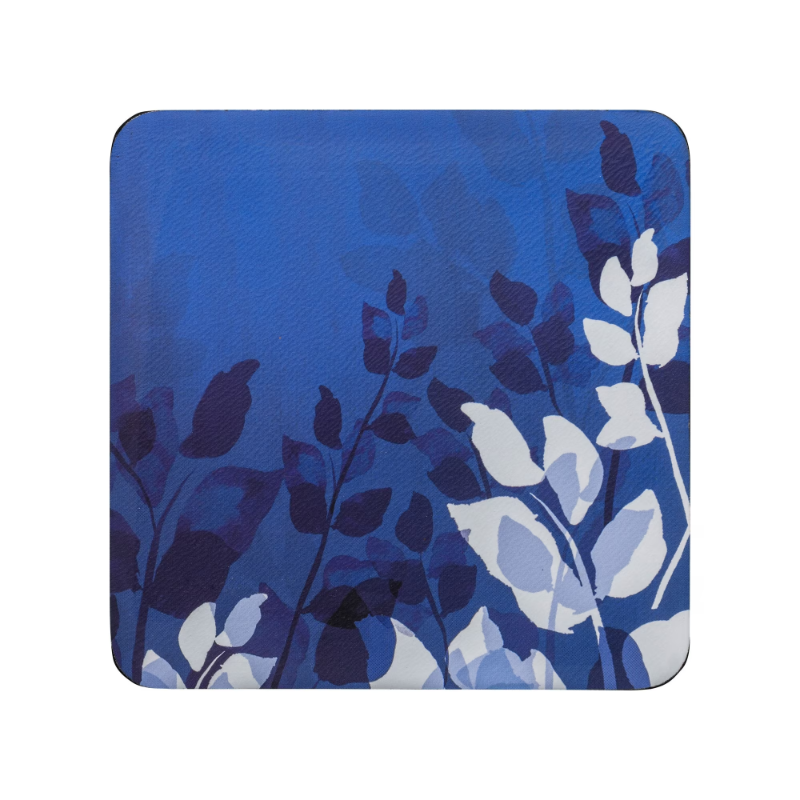 DENBY COLOURS BLUE FOLIAGE COASTERS SET OF 6