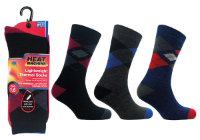 QUEST MENS LIGHTWEIGHT THERMAL INSULATED ARGYLE SOCKS