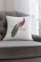 LAURA ASHLEY BEADED PEACOCK CUSHION