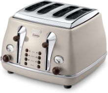 DELONGHI VINTAGE ICONA 4 SLICE TOASTER CREAM