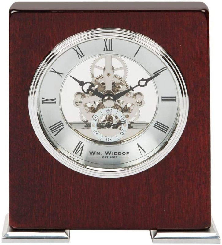 WILLAIM WIDDOP SKELETION MOVEMENT PIANO WOOD MANTEL CLOCK