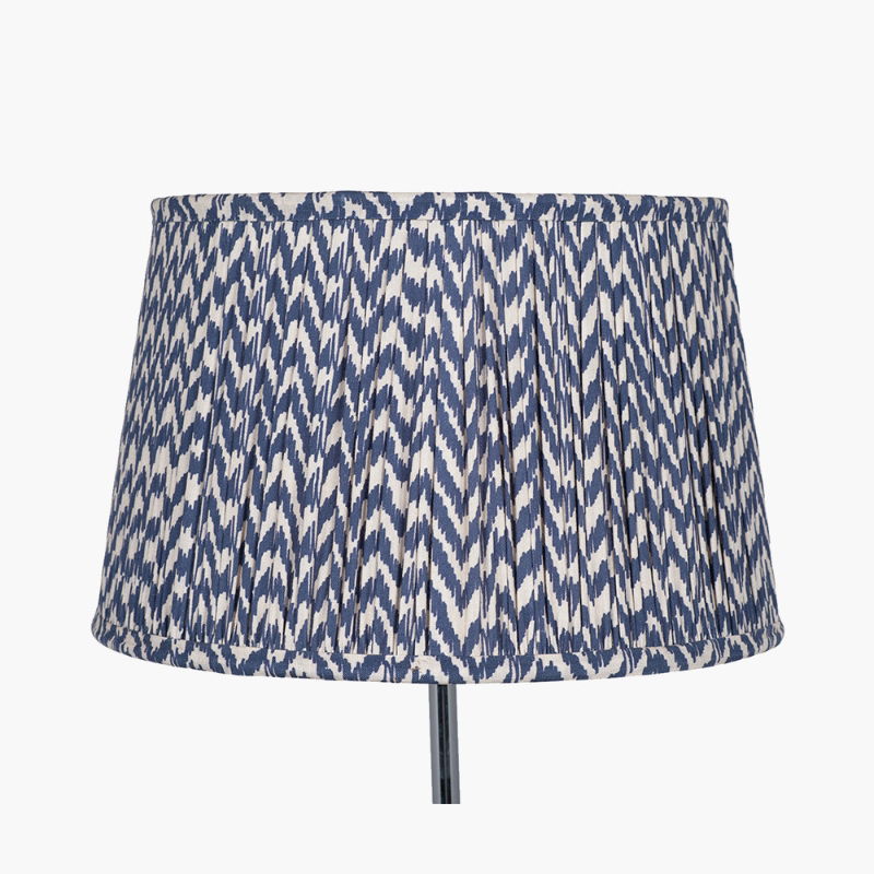 VIENNA 30CM CHEVRON MUSHROOM PLEATED BLUE TAPERED SHADE