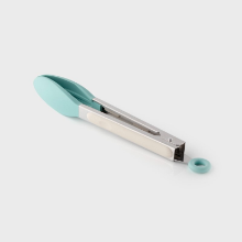 TWO-TONE BUTTERMILK & TURQUOISE STAINLESS STEEL TONGS