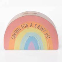 PETIT CHERI RAINBOW SHAPE MONEY BOX "SAVING FOR A RAINY DAY