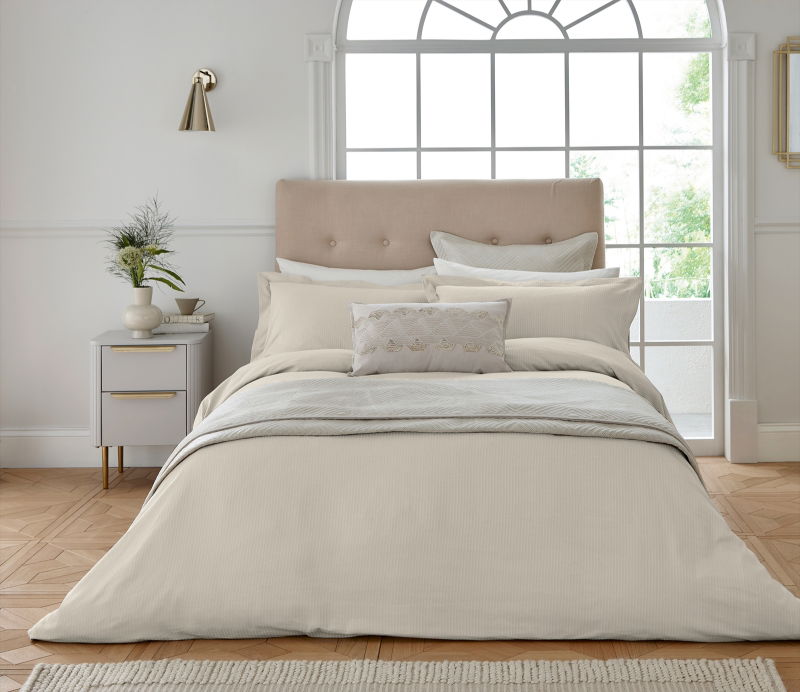 HELENA SPRINGFIELD DECO STRIPE BEDDING RANGE - CHAMPAGNE