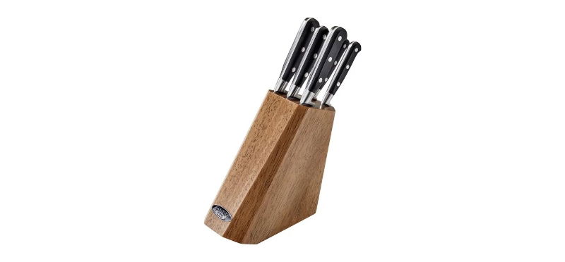 STELLAR SABATIER 5 PIECE KNIFE BLOCK WOOD