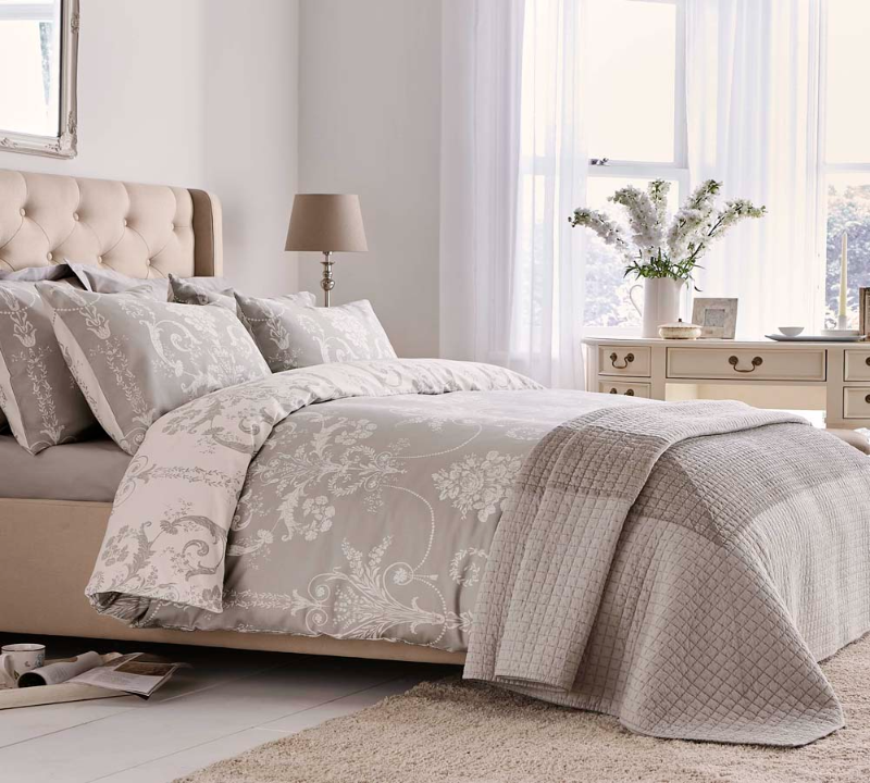 LAURA ASHLEY JOSETTE BEDDING SET DOVE GREY