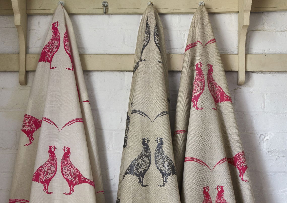 Barneby Gates - Pheasant - Pink on Cream - Charcoal - Pink on Natural - Set Shot 2