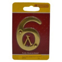 NUMBER 6 BRASS DOOR NUMBER 3 INCH