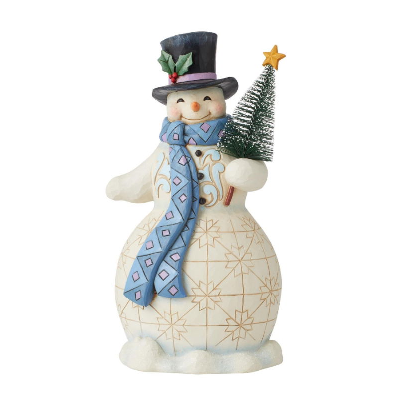 SNOWMAN HOLDING TREE