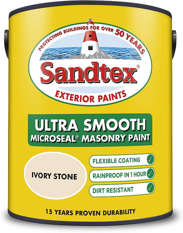 SANDTEX MASONRY PAINT SMOOTH MICROSEAL - IVORY STONE