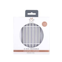 EDDINGTONS STAINLESS STEEL COCKTAIL STRAWS WITH CLEANING BRUSH