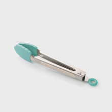 TWO-TONE BUTTERMILK & TURQUOISE MINI STAINLESS STEEL TONGS