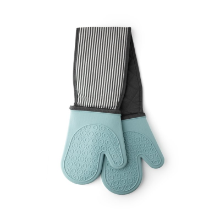 SILICONE DOUBLE STRIPE OVEN GLOVE AQUA 