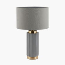 GREY TEXTURED CERAMIC AND GOLD METAL LAMP