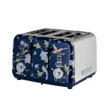 LAURA ASHLEY ELVEDEN BLUE & SILVER 4 SLICE TOASTER