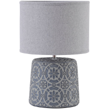 LIBRA VEDDER GREY CONCRETE LAMP WITH GEOMETRIC PATTERN AND SHADE