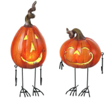 METAL AND RESIN PUMPKIN MIX LED LIGHTS