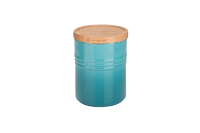 LE CRUESET STORAGE JAR WITH WOODEN LID