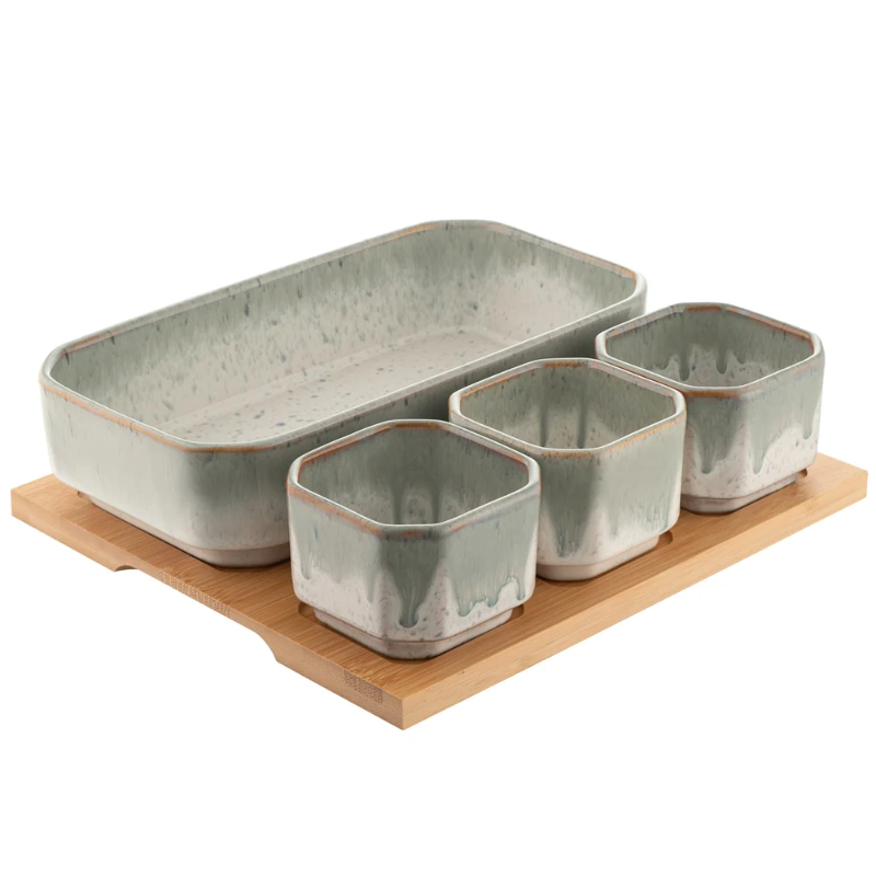 BELLEEK TIVOLI SERVING SET BAMBOO BOARD