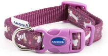 PURPLE BONE NYLON ADJ COLLAR S1-2