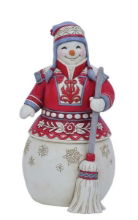 RED WHITE SNOWMAN FIGURINE