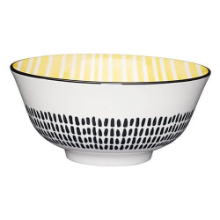 KITCHENCRAFT YELLOW STRIPE BOWL 15.7CM