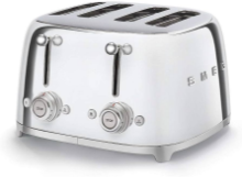 SMEG POLISHED STAINLESS STEEL 50's STYLE FOUR SLICE TOASTER