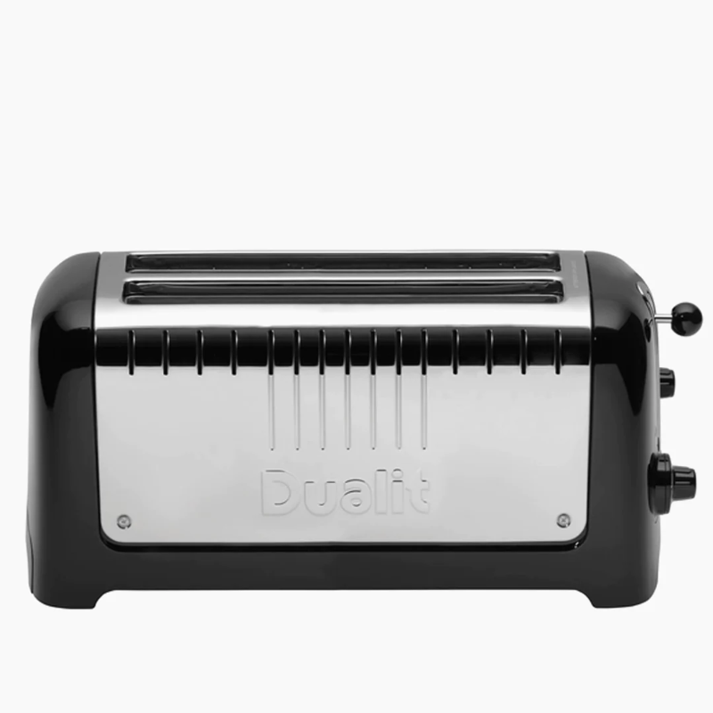 DUALIT LONG SLOT TOASTER, BLACK & CHROME