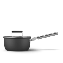 SMEG 20CM BLACK SAUCEPAN WITH LID