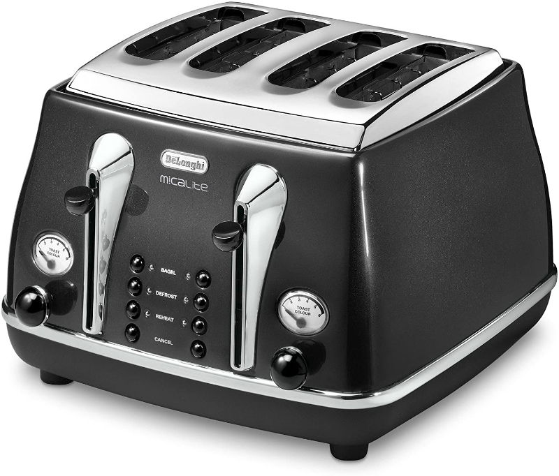 DELONGHI MICALITE ICONA 4 SLICE TOASTER BLACK