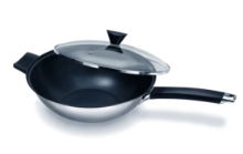 KEN HOM 32CM STAINLESS STEEL NON-STICK 2 PIECE WOK