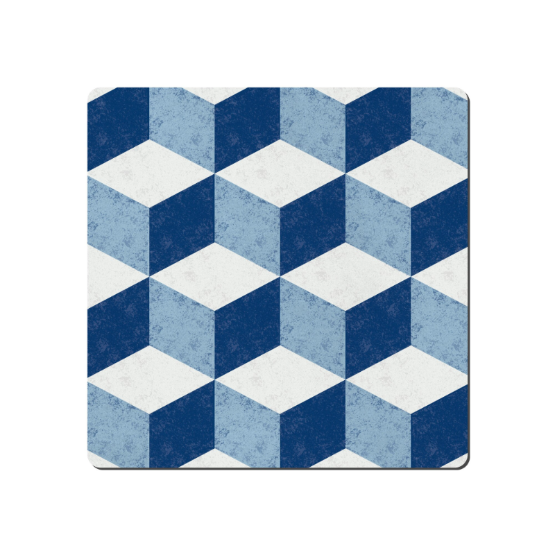 DENBY BLUE GEOMETRIC SQUARE PLACEMATS SET OF 6